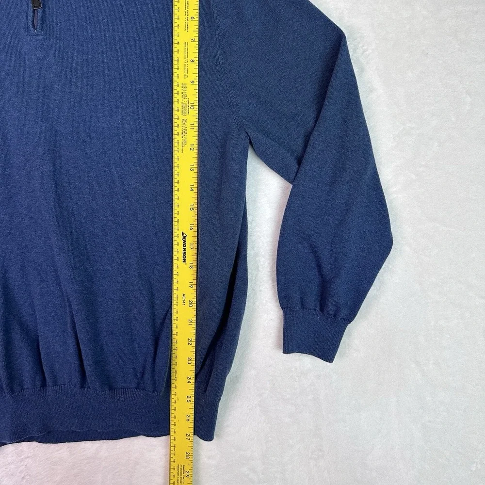 Jos A Bank Mens 1/4 Zip Size XL Blue Pima Cotton Sweater EUC